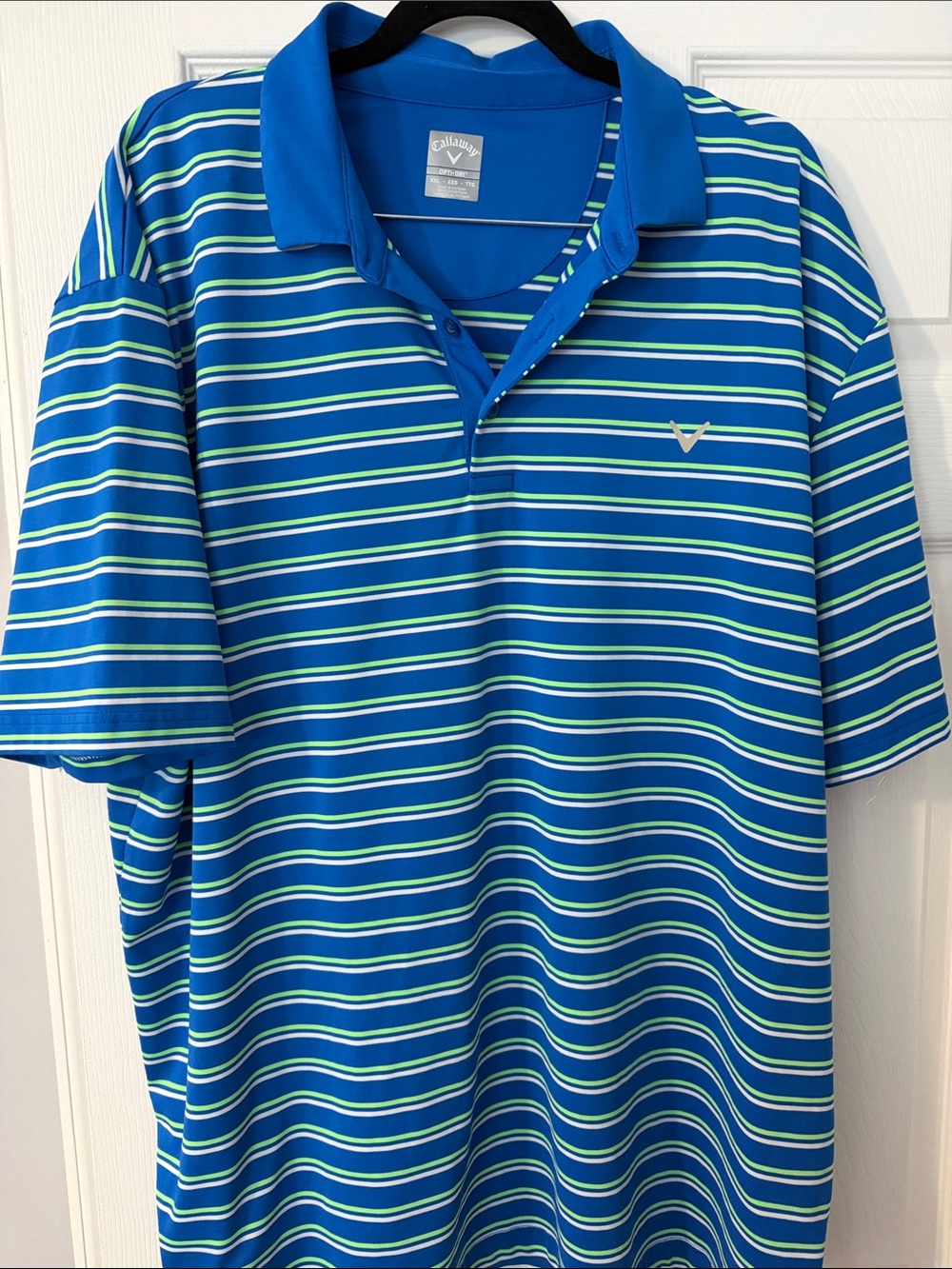 Callaway Blue, Green and White Striped Golf Polo